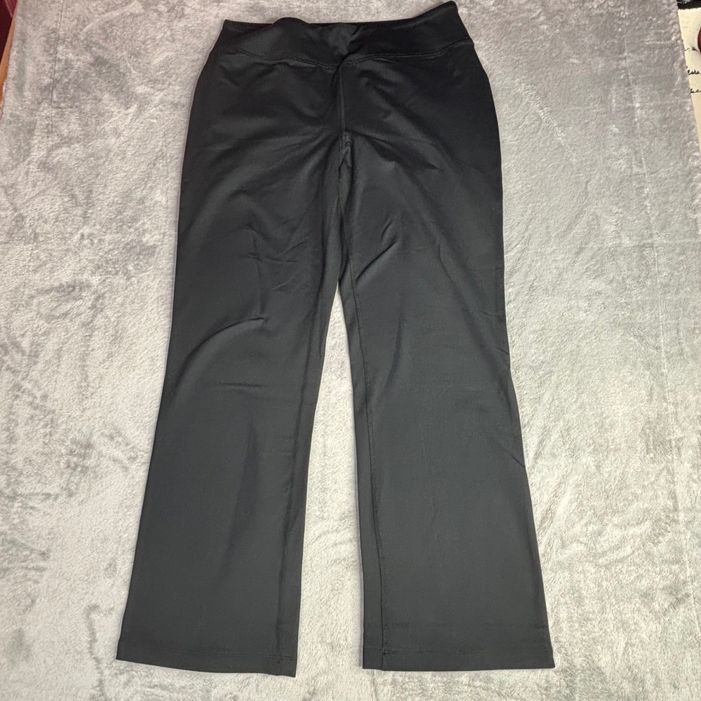 Lands End Activewear Pants Women L Black Stretch Yoga Athleisure Straight Leg